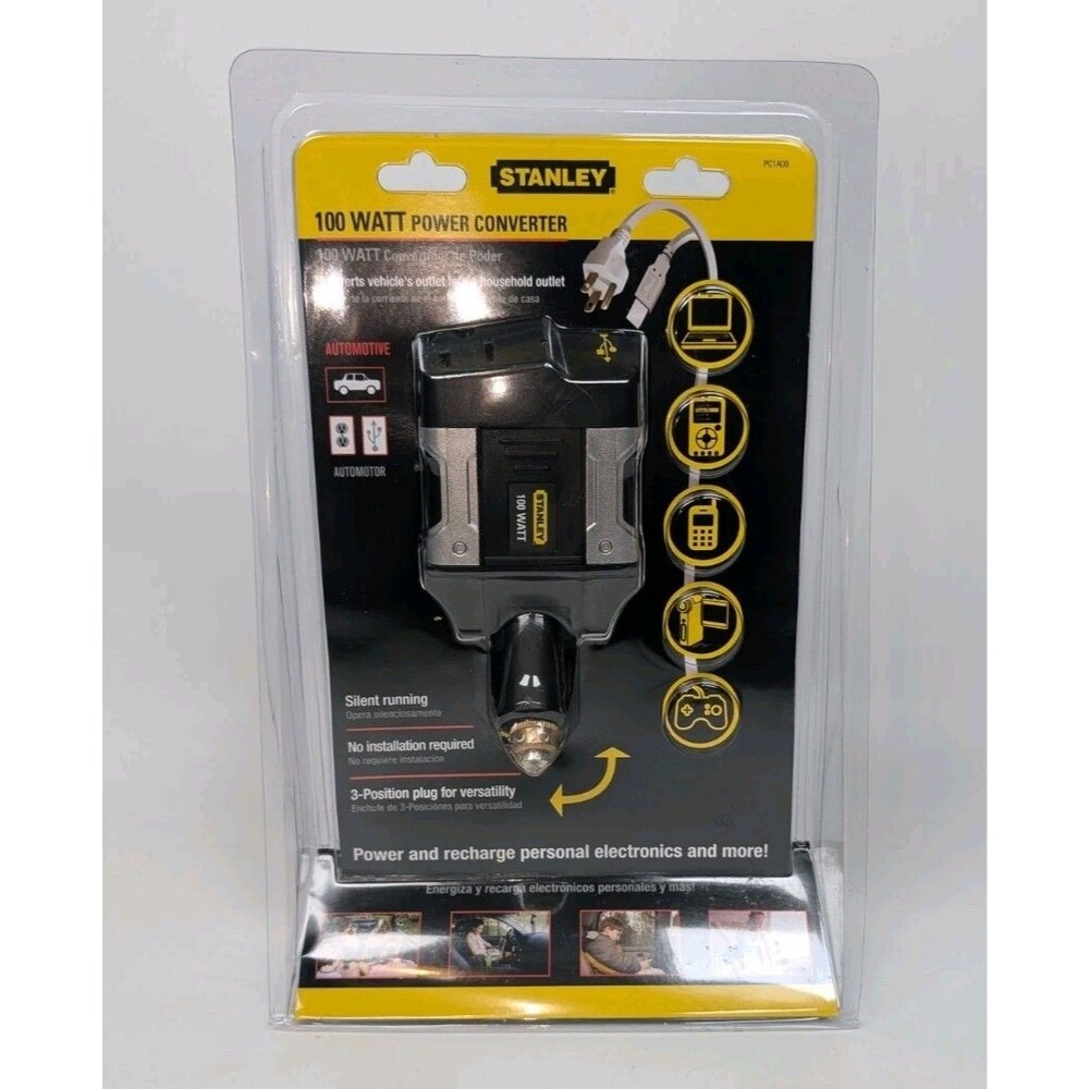 Stanley 100W Power Inverter Car Converter DC to AC Outlet + USB Portable PC1409